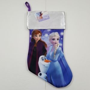 Frozen 16" Christmas Holiday Sequin Trim Stocking